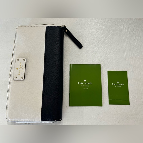 Kate Spade Large Cream/Dark Blue Zip Wallet - Picture 6 of 9